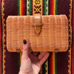 J. Crew Light Pink Rattan Clutch